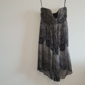 Express printed strapless dress